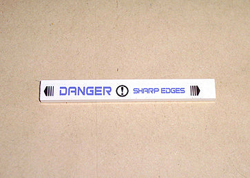 LEGO 4162pb011 - Tile 1 x 8 with 'DANGER SHARP EDGES' Pattern (Sticker) - Set 7700