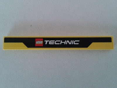 LEGO 4162pb157 - Tile 1 x 8 with LEGO TECHNIC Logo on Black Stripe Pattern (Sticker) - Set 8053
