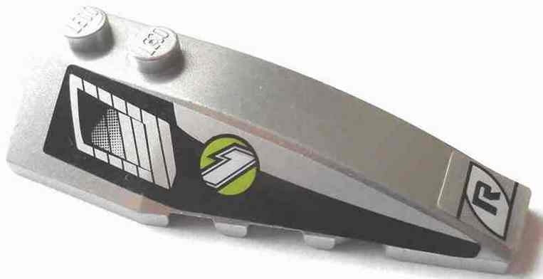 LEGO 41747pb041 - Wig 6 x 2 Rechts met Luchtrooster en '1' in Lime Cirkel en 'R' in Witte Ellips Patroon (Stickers) - Set 8647
