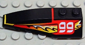 LEGO 41748pb014 - Wig 6 x 2 links met gestileerde witte '99' op rode achtergrond, gele vlammen patroon