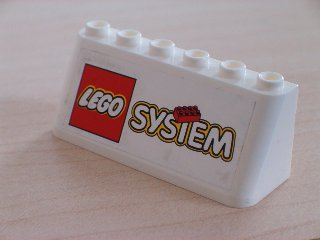 LEGO 4176pb06 - Voorruit 2 x 6 x 2 met LEGO System Logo Patroon (Sticker) - Sets 3308 / 3309