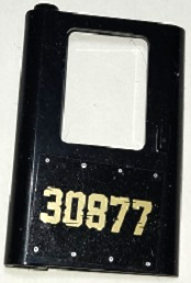 LEGO 4181pb091 - Door 1 x 4 x 5 Train Left, Thin Support at Bottom with Gold '30877' and Rivets Pattern (Sticker) - Set 70424