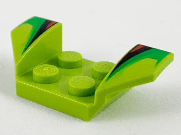LEGO 41854pb07 - Vehicle, Mudguard 2 x 4 with Flared Wings with Black and Red Stripes, Green Fade Pattern