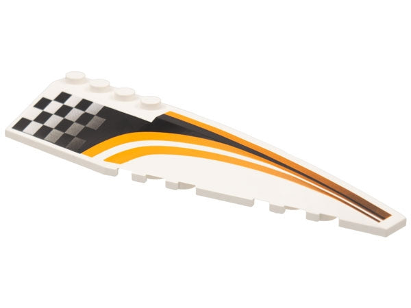 LEGO 42060pb03 - Wig 12 x 3 Rechts met vervaagd zwart ruitjespatroon en gebogen oranje strepen