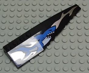 LEGO 42060px5 - Wig 12 x 3 Rechts met Blauwe Haai en Zilveren Golfpatroon