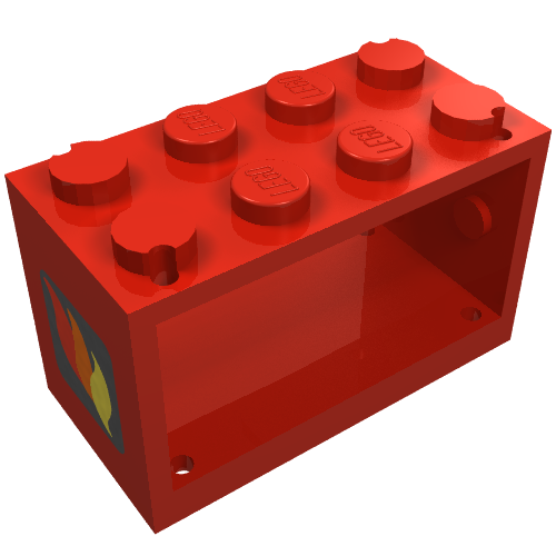 LEGO 4209p01 - String Reel houder 2 x 4 x 2 met Classic Fire Logo patroon