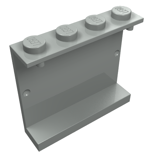 Light gray LEGO 1x4x3 panel with 4 solid studs on top, forming a U-shape.