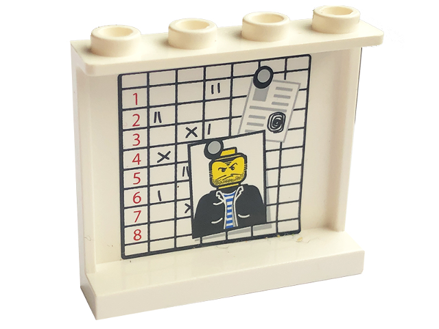 LEGO 4215bpb19 - Paneel 1 x 4 x 3 - Holle Studs met Politiekoffer Bord en Minifiguur Foto Patroon aan Binnenkant (Sticker) - Set 7743