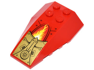 LEGO 43712pb052 - Wig 6 x 4 Drievoudig Gebogen met Gouden Panelen met Klinknagels en Ventilatieroosters en Geel Energiepatroon (Sticker) - Set 70146