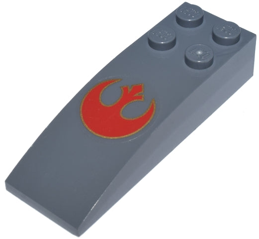 LEGO 44126pb002 - Helling, gebogen 6 x 2 met rood SW Rebel Alliance symbool patroon (sticker) - Set 7668
