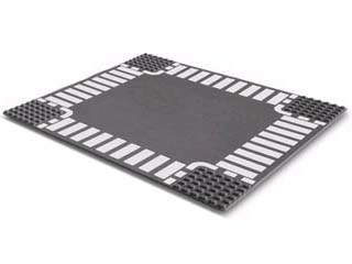LEGO 44343px3 - Basisplaat, Weg 32 x 32 6-Stud Kruispunt met Witte Strepen en Zebrapaden Patroon