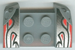 LEGO 44674pb02 - Vehicle, Mudguard 2 x 4 with Headlights Overhang with Silver Flames and Red Stripes Pattern
