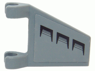 LEGO 44676pb006R - Vlag 2 x 2 Trapezium met 3 Zwarte Ventilatiegaten Patroon Model Rechterkant (Sticker) - Set 8057