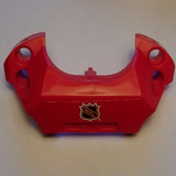 Red LEGO 44791 Sports Hockey Chest Protector with NHL logo on the front and circular holes on each side.
