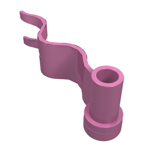 Pink LEGO Flag 4 x 1 Wave Right, a wavy flag element with a pin connector on a white background.