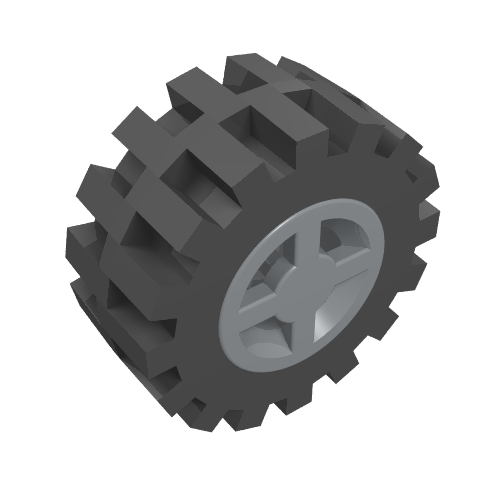 LEGO 4624c02 - Wheel 8mm D. x 6mm with Black Tire 15mm D. x 6mm Offset Tread Small (4624 / 3641)