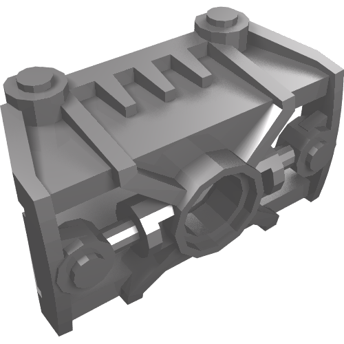 Grey LEGO Bionicle 47299 Toa Metru Knee Cover part, with textured top, studs, and side Technic pin/axle holes.