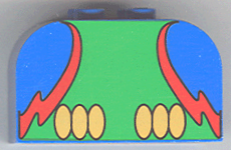 LEGO 4744pb04 - Slope, Curved 4 x 2 x 2 Double with 4 Studs with Parrot Body Pattern