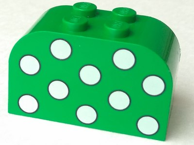 LEGO 4744px2 - Helling, gebogen 4 x 2 x 2 dubbel met 4 studs en witte stippen patroon