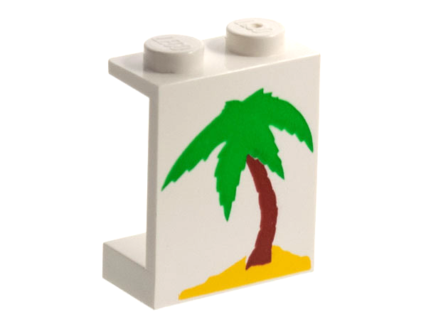 LEGO 4864apx6 - Paneel 1 x 2 x 2 - Solid Studs met Palmboom op Klein Eiland Patroon