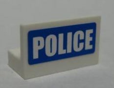 LEGO 4865pb013 - Paneel 1 x 2 x 1 met 'POLICE' op blauw patroon (Sticker) - Set 7741