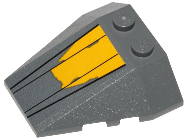 LEGO 48933pb030 - Wig 4 x 4 Triple met Stud Notches met Jedi Starfighter rompplaten en gele verfpatroon (Sticker) - Set 75214