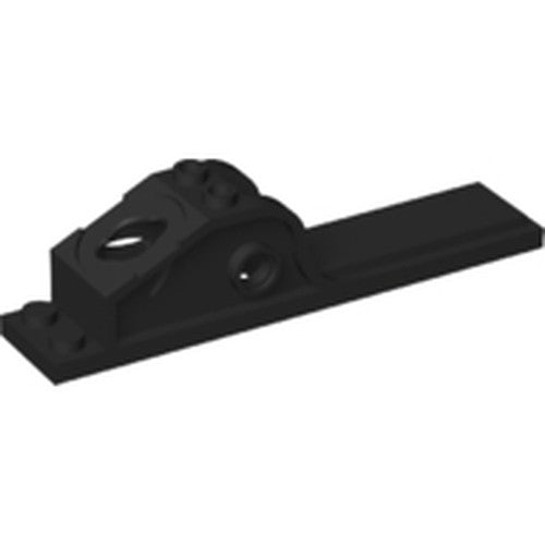 Black LEGO 50408 Projectile Launcher, 2x10x3 Tornado Spinner Base, with studs, pin holes, and a flat end.