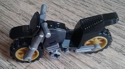 LEGO 50860c04 - Motorfiets Dirt Bike met plat zilveren chassis (lange bevestigingen) en parelmoer gouden wielen