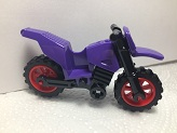LEGO 50860c08 - Motorfiets Dirt Bike met zwart chassis (lange fairing mounts) en rode wielen