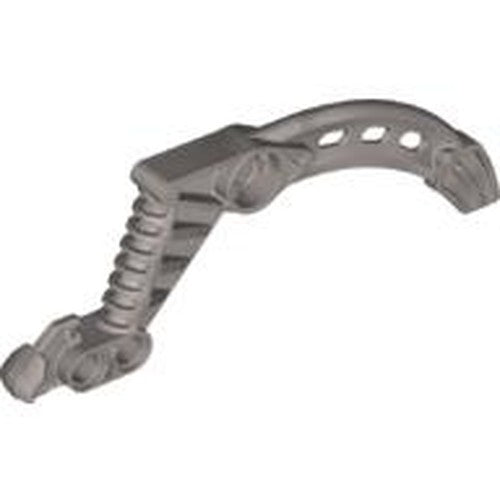 Grey LEGO Bionicle Visorak Fang part 50910, a curved piece with ribbed texture and two pin holes.
