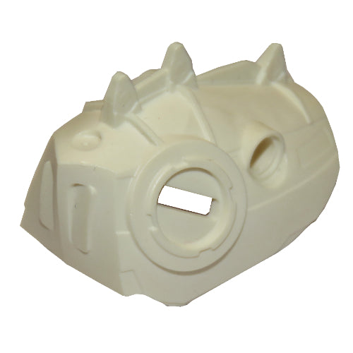 White LEGO Bionicle Toa Hordika Nuju head piece, model 50932, with spikes and circular slots.