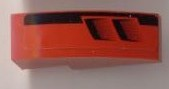 Orange LEGO curved 3x1 slope piece with a black tail and engine pattern sticker.