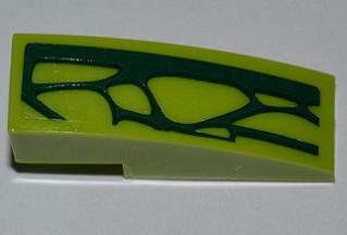 LEGO 50950pb048L - Helling, Gebogen 3 x 1 met 7 Lime Scales Patroon Model Linkerkant (Sticker) - Set 9558