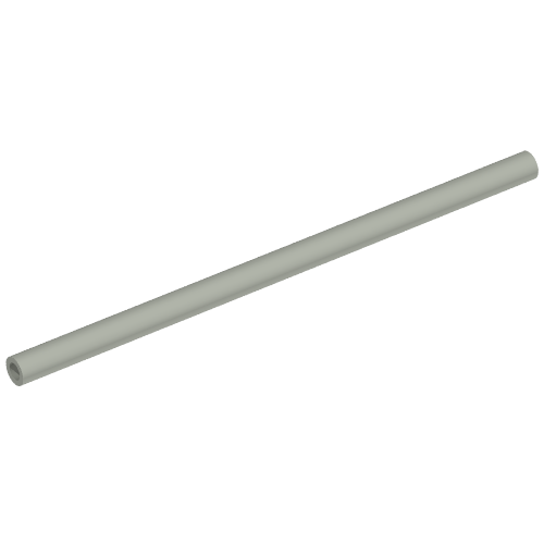 Light grey LEGO pneumatic hose, part 5102c10, 4mm diameter, 10L (8.0cm) long, with hollow ends.