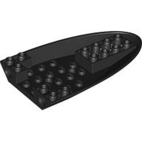 Black LEGO 5122 Aircraft Fuselage Forward Bottom Curved 6 x 10 with studs.