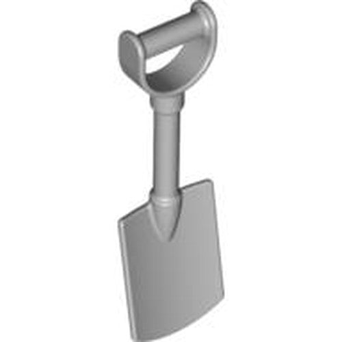Grey LEGO Duplo shovel with a smooth D-handle, utensil part 51269