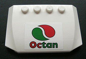 LEGO 52031pb017 - Wig 4 x 6 x 2/3 Drievoudig gebogen met Octan Logo Patroon (Sticker) - Set 3180