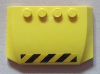 LEGO 52031pb029 - Wig 4 x 6 x 2/3 Drievoudig gebogen met zwart en gevaarstrepen patroon (Sticker) - Set 7249
