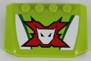 LEGO 52031pb103 - Wig 4 x 6 x 2/3 Drievoudig gebogen met World Racers Team Extreme Logo Patroon (Sticker) - Set 8864