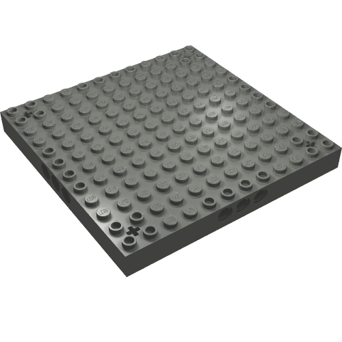 LEGO 52040 - Aangepaste steen 12 x 12 met 3 Pin Holes aan elke zijde en Axle Holes in de hoeken
