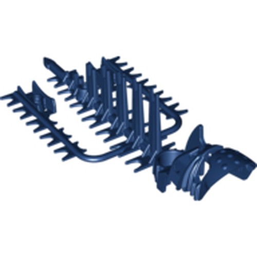 Dark blue flexible rubber LEGO Bionicle Piraka spine, mask, and arm covers (Vezok) on runner.