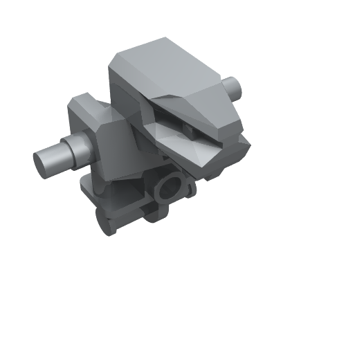 Gray LEGO 53988 Torso/Head Mechanical, Exo-Force Robot part with various connection points on a white background.