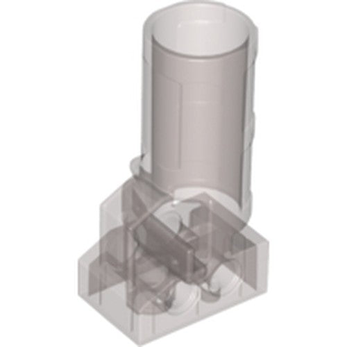 Transparent LEGO 53990 Projectile Launcher, 2x3x4 2/3, with a cylindrical barrel and rectangular base, viewed from above.