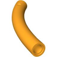 Orange curved LEGO part 5717, dinosaur tail/neck middle section, with a bar hole and a Technic pin hole.