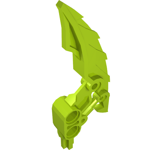 Lime green LEGO Bionicle 57563 Mahri Matoran Blade weapon piece, angled view.