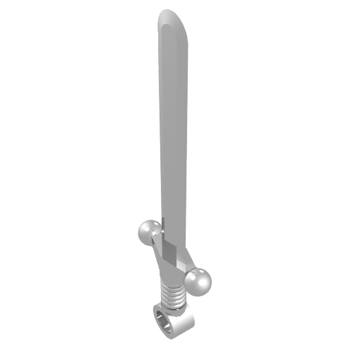 A silver LEGO Minifigure Greatsword Round (part 59) weapon with a flat blade, round tip, and ball-ended crossguard.