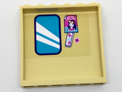 LEGO 59349pb130 - Paneel 1 x 6 x 5 met Spiegel, Afbeelding van Meisje, EHBO-Papier en Sterpatroon aan Binnenkant (Sticker) - Set 41313