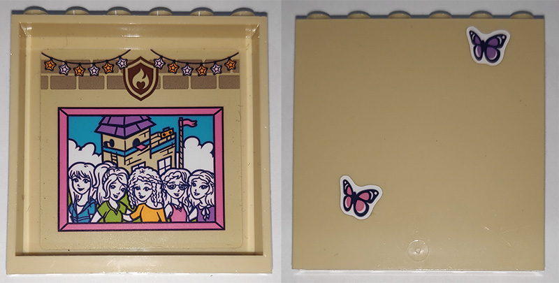 LEGO 59349pb230 - Panel 1 x 6 x 5 with Butterflies on Outside and Fairy Lights and Picture of 5 Friends Characters Pattern on Inside (Stickers) - Set 41340