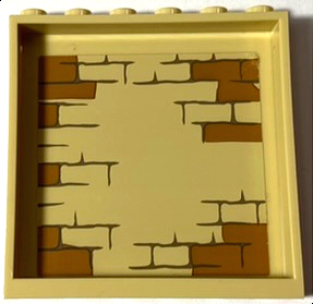 LEGO Panel 59349pb290, 1x6x5, tan, with internal pattern of tan and dark orange worn bricks from Set 75930.
