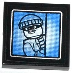 LEGO 3068pb0847 - Tile 2 x 2 with Bandit Minifigure on Surveillance Screen Pattern (Sticker) - Set 60044